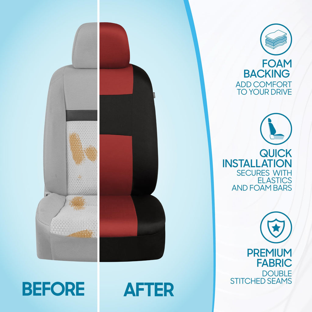 BDK PolyPro Car Seat Covers Full Set in Solid Black, Front and Rear Split Bench Seat Covers for Cars, Easy to Install Car Seats Cover Set and Accessories for Auto Trucks Van SUV - Solid Black Jansha Store