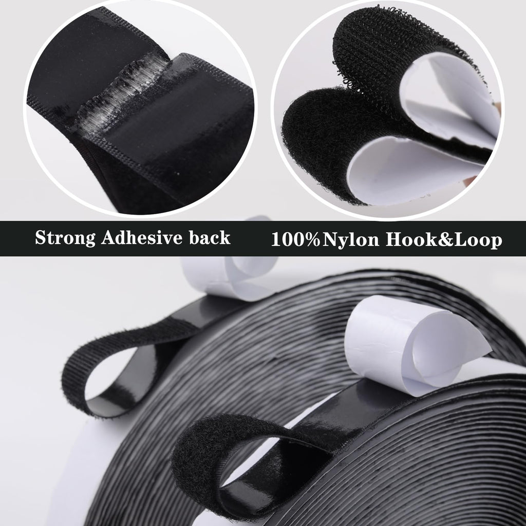 Navona 30Ft x 1 Inch Heavy Duty Hook and Loop Strips with Adhesive, Black Jansha Store