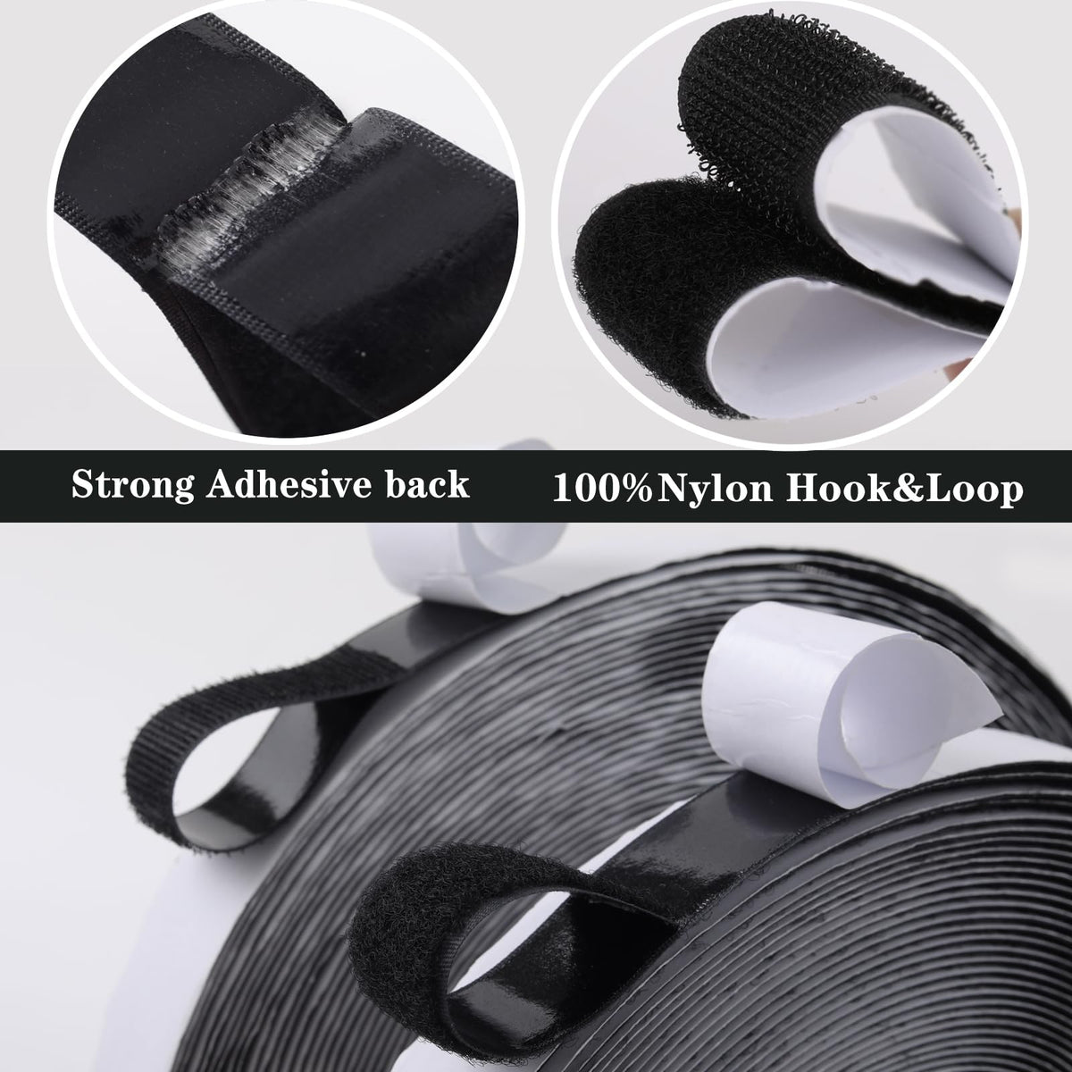 Navona 30Ft x 1 Inch Heavy Duty Hook and Loop Strips with Adhesive, Black Jansha Store