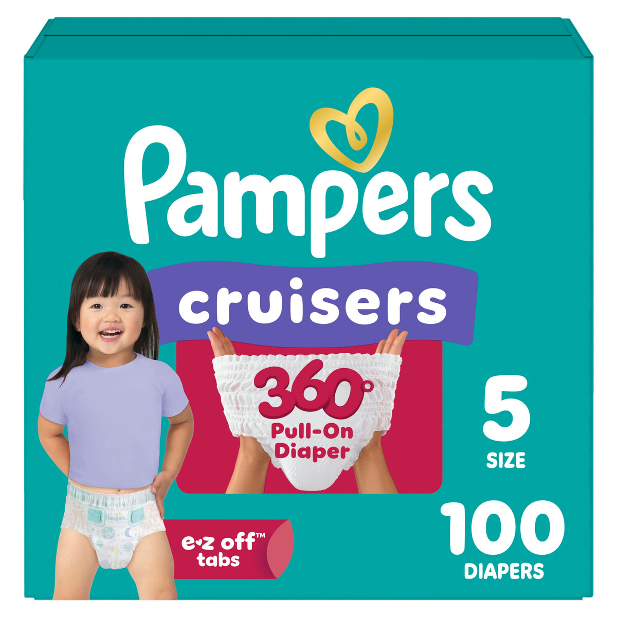 Pampers Diapers - Cruisers 360 - Size 5, 128 Count, up to 100% Leakproof Pull-On Diaper for Active Babies Jansha Store