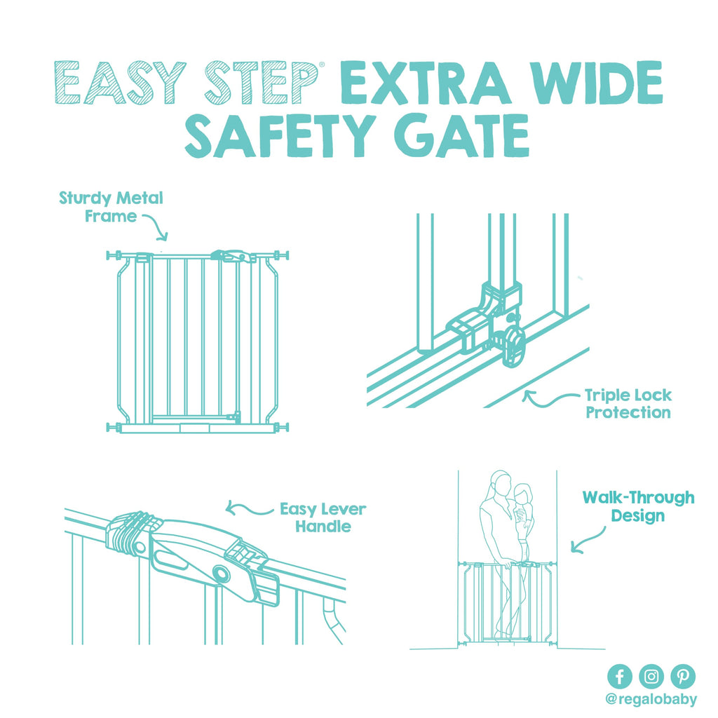 Regalo Safety 29"-38.5" Easy Step Baby Gate, Bottom of Stairs & Doorways Jansha Store