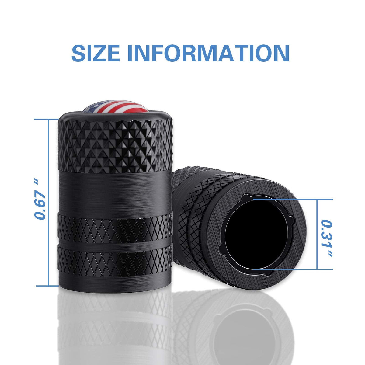 CKAuto Tire Valve Stem Caps, Aluminum Black, 4 pcs/Pack Jansha Store