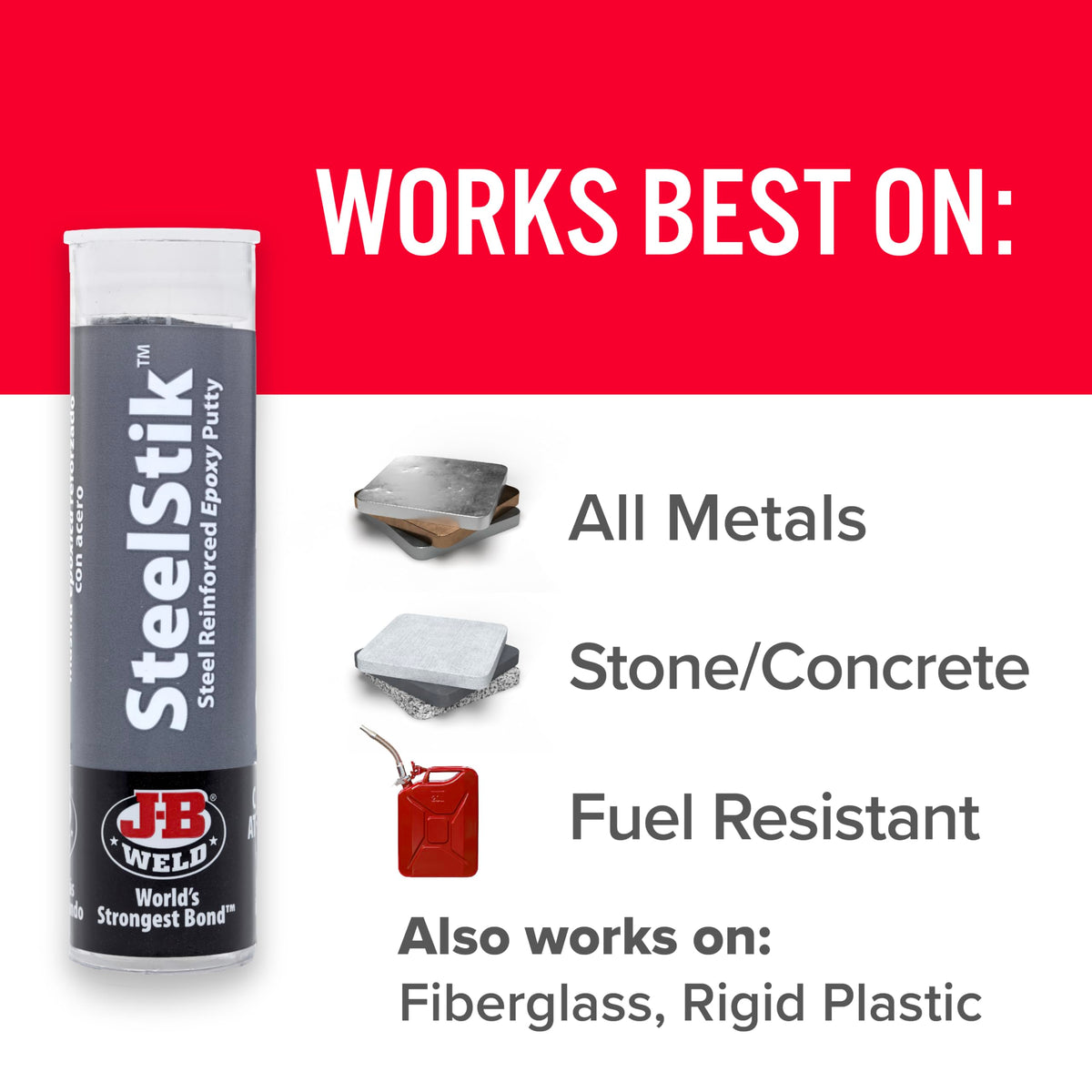 J-B Weld 8267 SteelStik Steel Reinforced Epoxy Putty Stick - 2 oz. Jansha Store
