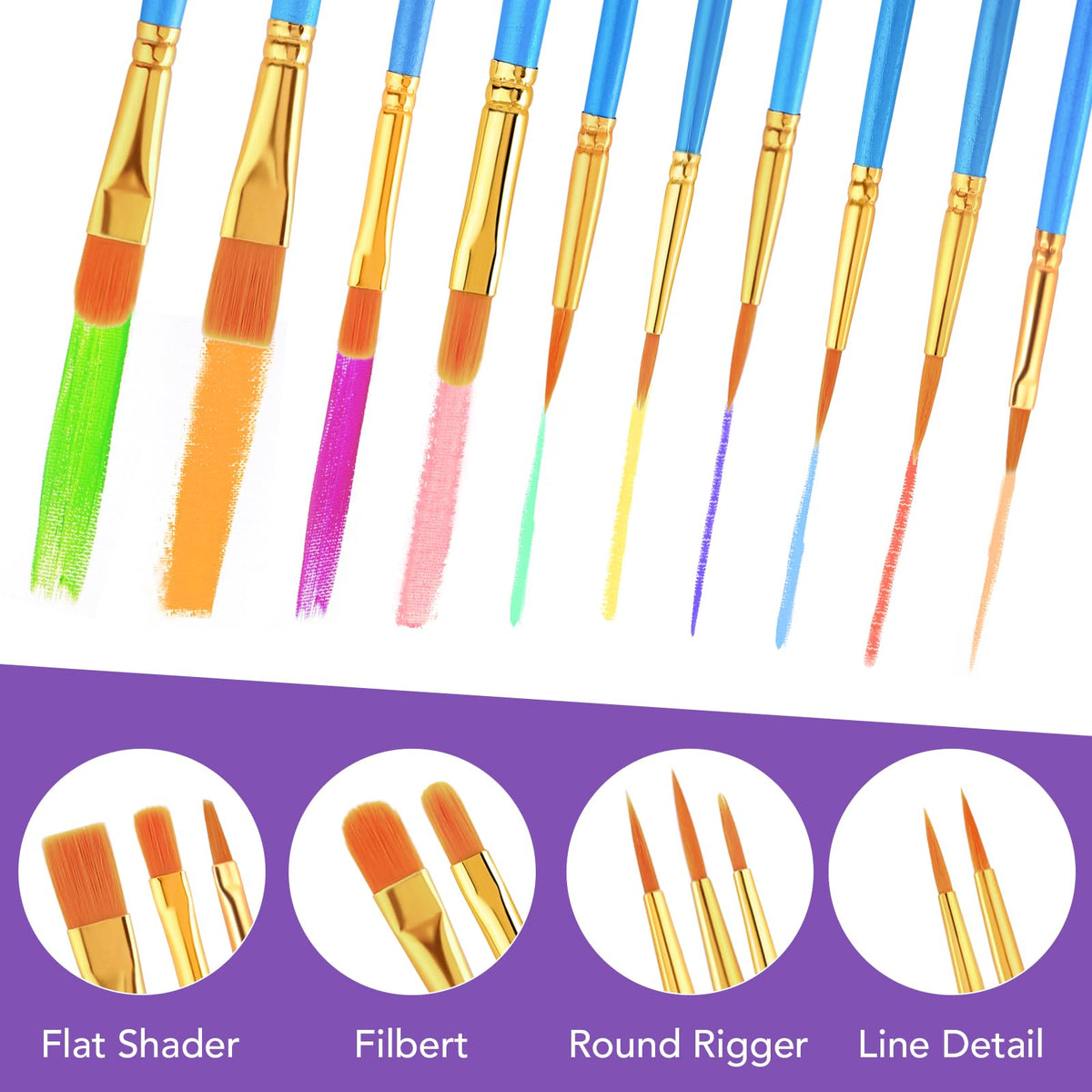 AROIC 10 Pcs Paint Brushes, Acrylic Oil Watercolor Painting Brush Set Jansha Store