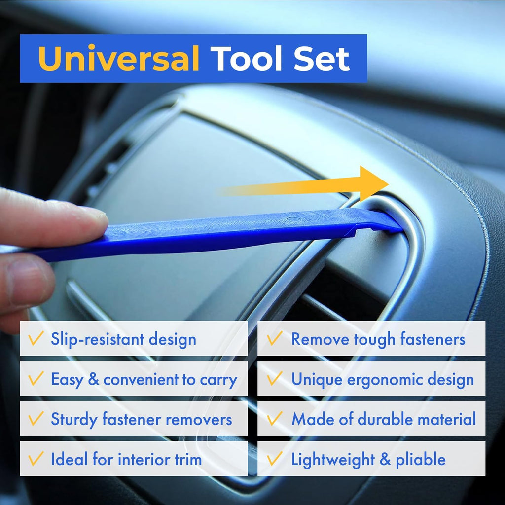 Tresalto Auto Trim Removal Tool Kit - 5 Piece set for Dash, Door Panel, Clip Remover - Scratch-Resist Nylon Pry Tools for Interior Car Trims Work - Panel Prying Tools Included - Blue Jansha Store