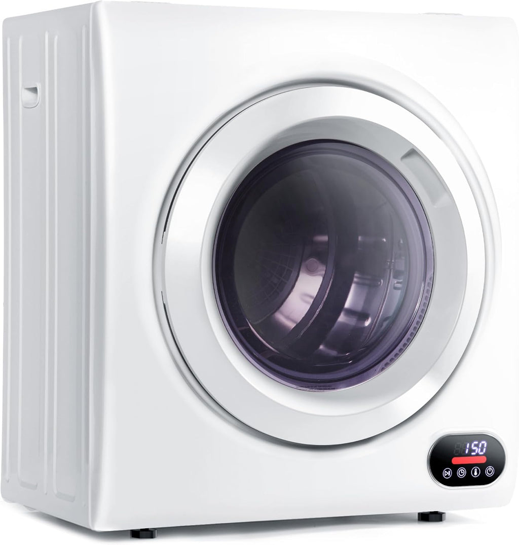 Euhomy Compact Laundry Dryer, 3.5 cu ft Front Load Stainless Steel Clothes Dryers With Exhaust Pipe, 1500W, LCD Control Panel Four-Function Portable Dryer For Apartments, Home, Dorm, White Jansha Store