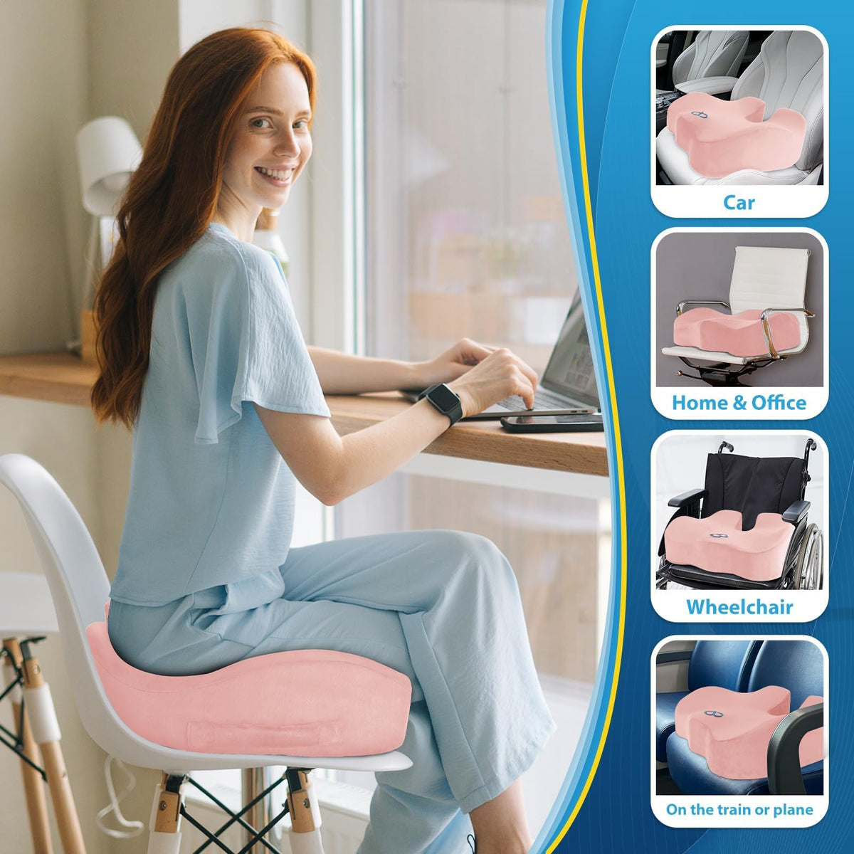 BlissTrends Memory Foam Seat Cushion for Office Chair & Car Seat, Black Jansha Store