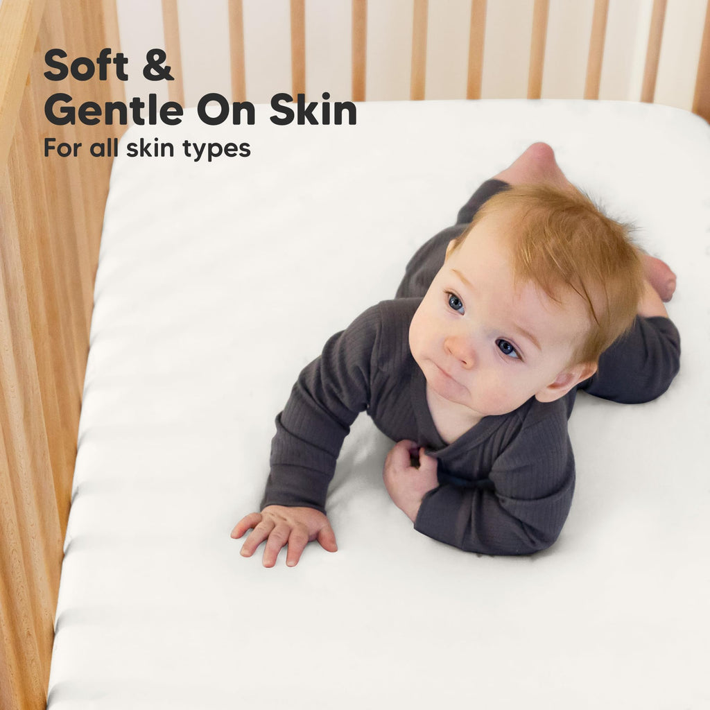 KeaBabies 2pk Organic Cotton Crib Sheets for Boys Girls 52x28, Soft White Jansha Store
