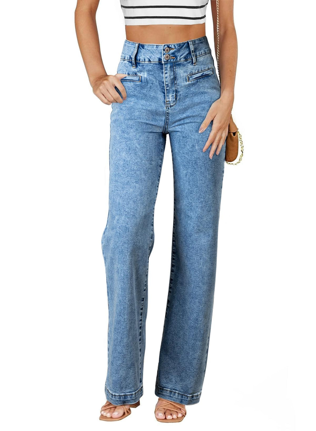 Sidefeel Jeans for Women High Waisted Straight Leg Denim Pants Jansha Store