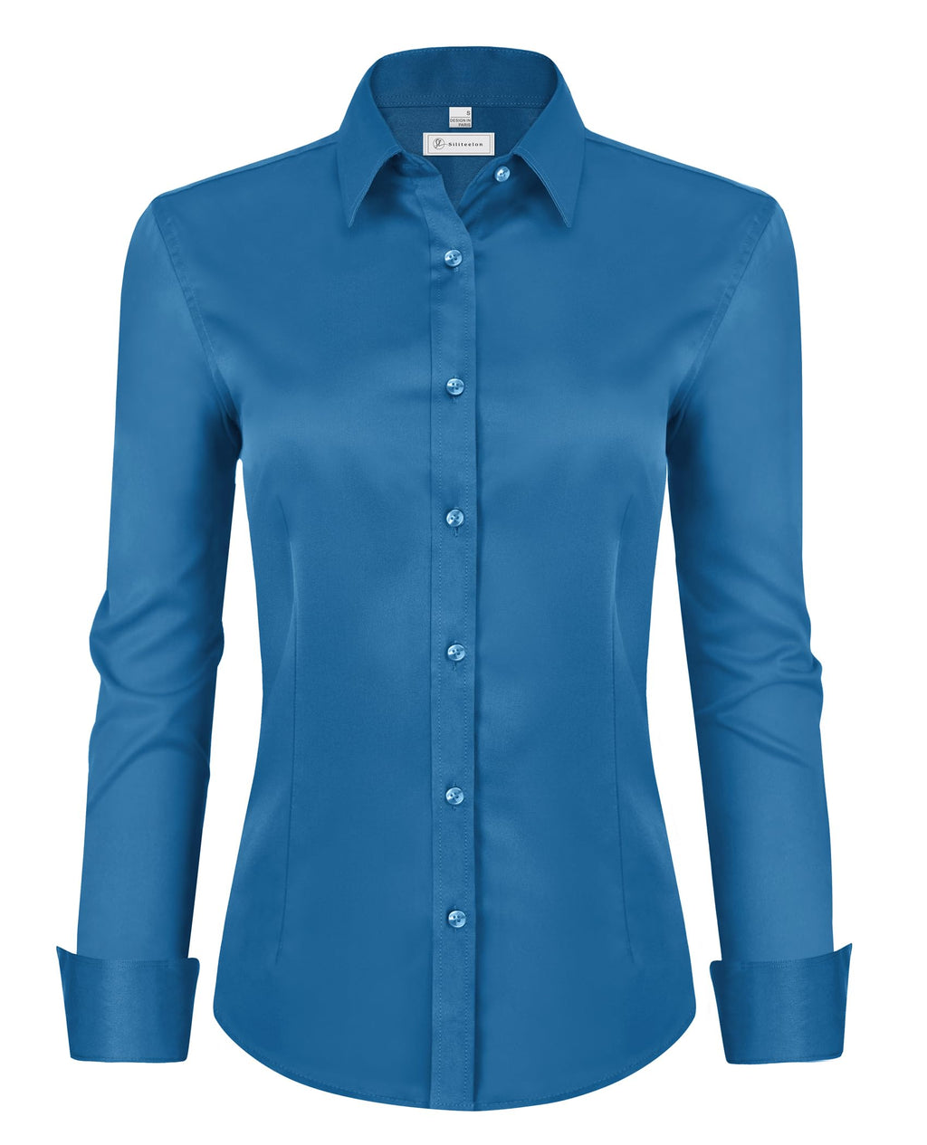siliteelon Womens Classic-Fit Dress Shirts Long Sleeve Button Down Wrinkle-Free Stretch Solid Casual Work Office Blouse Top Jansha Store