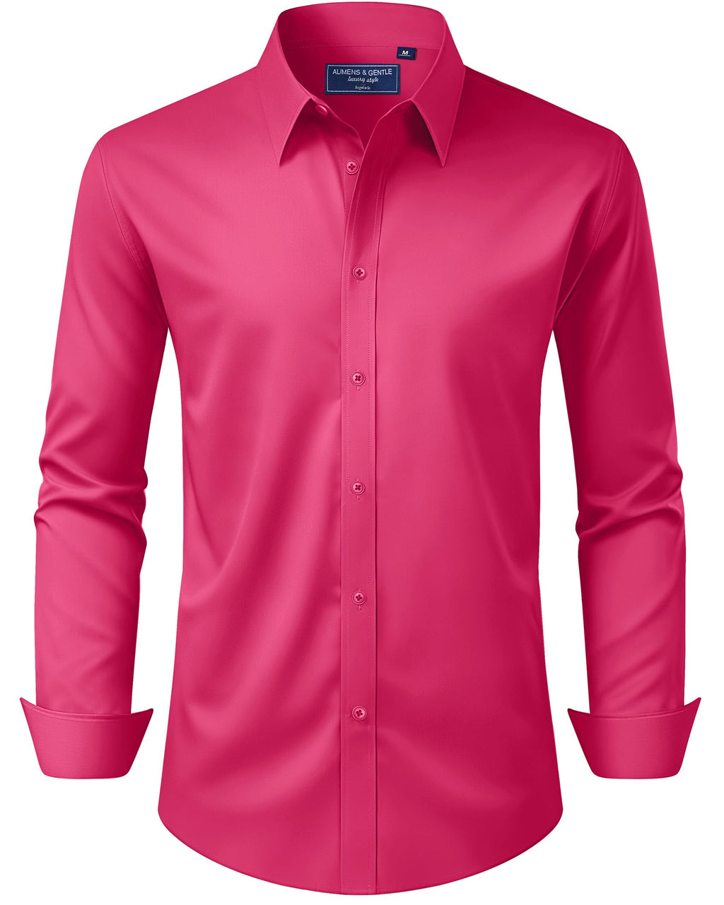 Alimens & Gentle Men's Dress Shirt Regular Fit Stretch Stain Shield Long Sleeve Solid Business Wedding Button Down Shirts Jansha Store