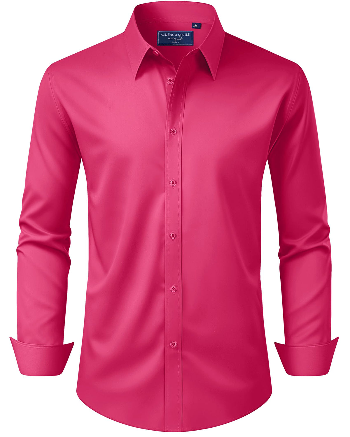 Alimens & Gentle Men's Dress Shirt Regular Fit Stretch Stain Shield Long Sleeve Solid Business Wedding Button Down Shirts Jansha Store
