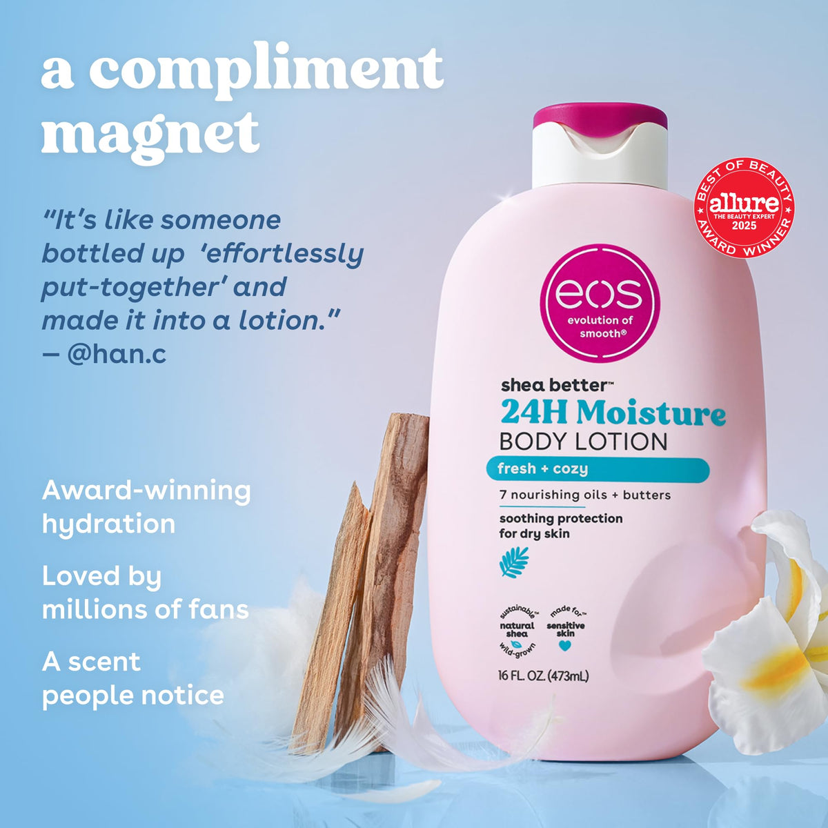 eos Shea Better Body Lotion- Vanilla Cashmere, 24-Hour Moisture, 16 fl oz Jansha Store