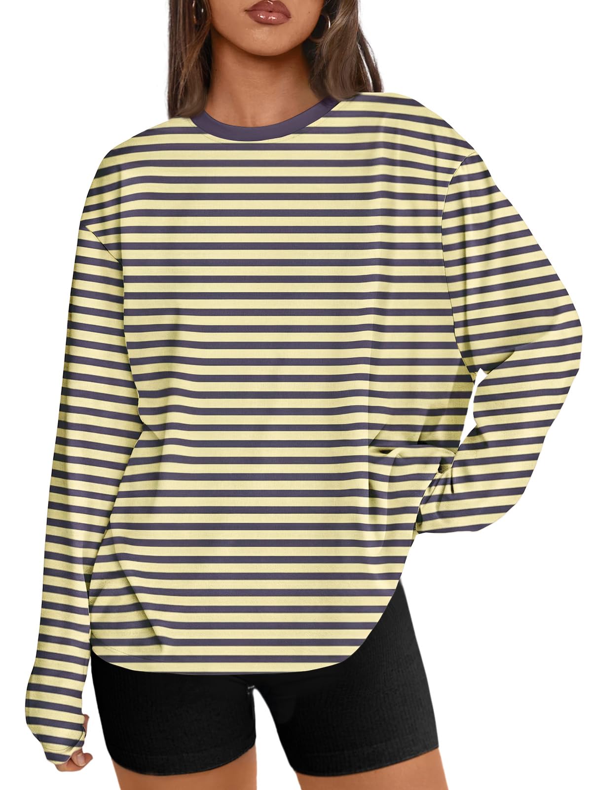 Trendy Queen Womens Oversized Long Sleeve Shirts Fall Tops 2026 Basic Tees Jansha Store