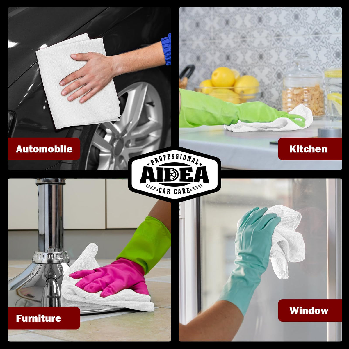 AIDEA Microfiber Cleaning Cloth-50PK, Microfiber Towels for Cars, 12"×12" Jansha Store