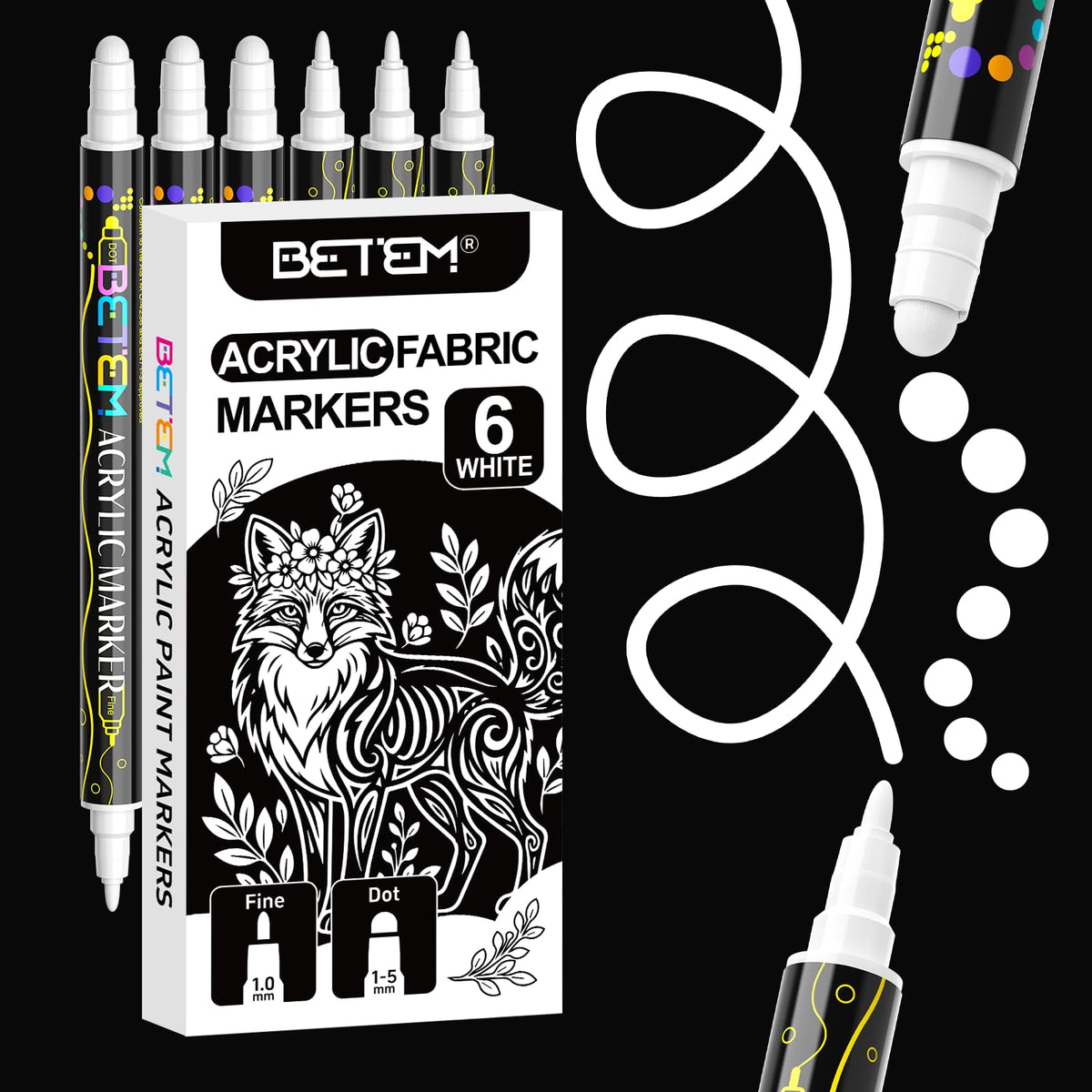 Betem 12 Colors Dual Tip Acrylic Paint Markers, Fabric Decorating Kits Jansha Store