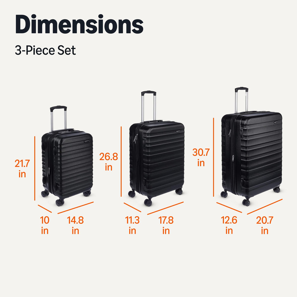 Amazon Basics 3-Piece Hardshell Suitcases Set (21", 26", 30"), Expandable For Up to 25% More Space, With Scratch-Resistant Finish, Four Multi-Directional Wheels, Rose Gold Jansha Store