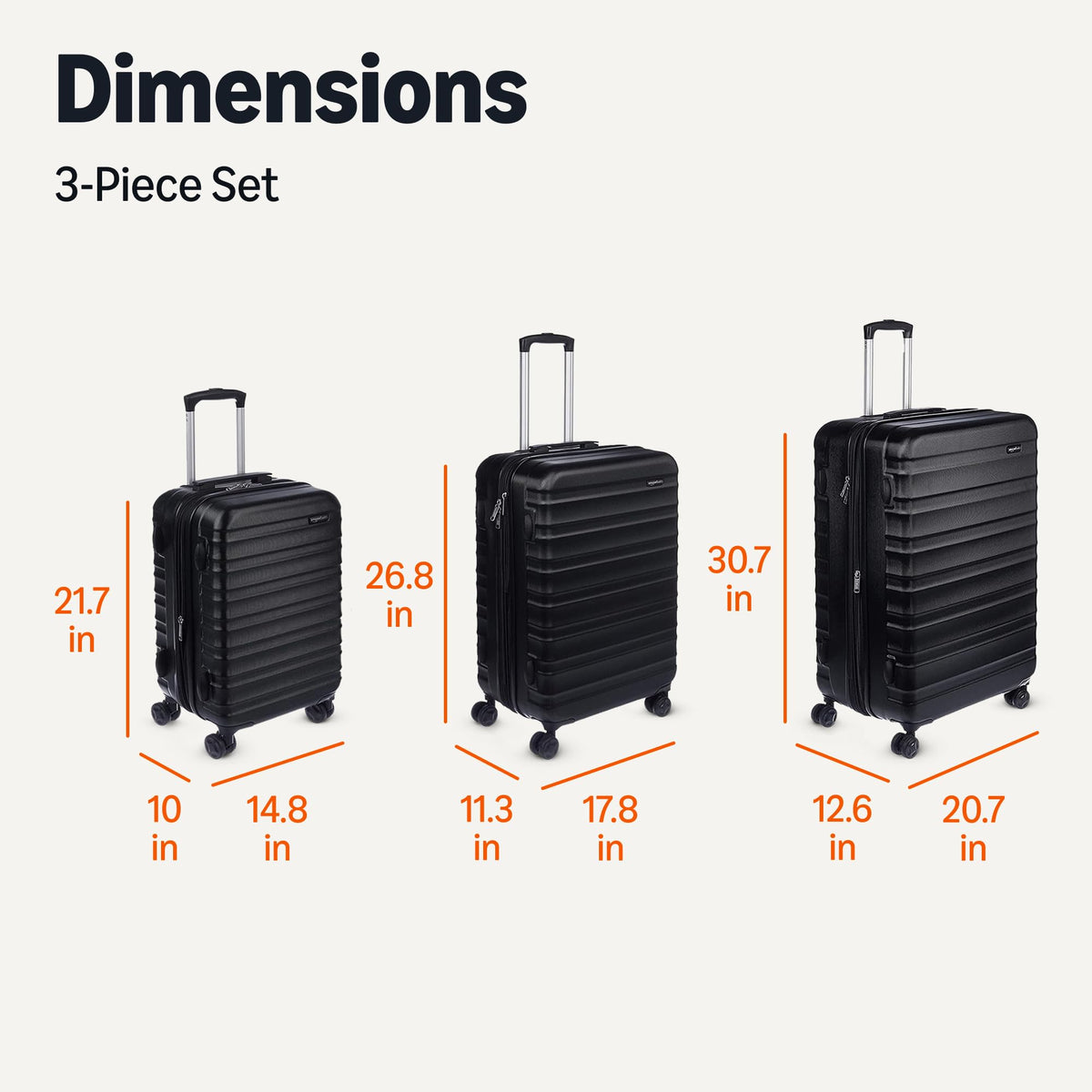 Amazon Basics 3-Piece Hardshell Suitcases Set (21", 26", 30"), Expandable For Up to 25% More Space, With Scratch-Resistant Finish, Four Multi-Directional Wheels, Rose Gold Jansha Store
