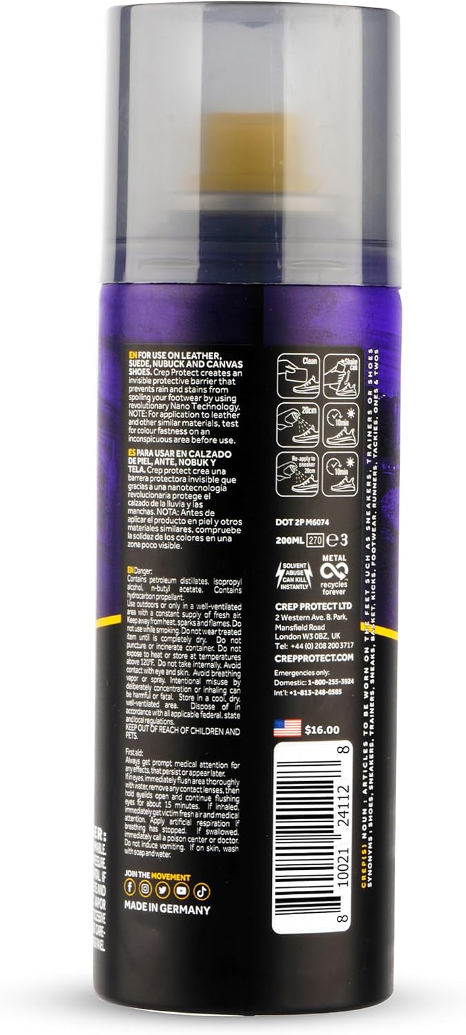 Crep Protect Shoe Protector Spray - Rain & Stain Waterproof Nano Protection for Sneaker, Leather, Nubuck, Suede & Canvas Jansha Store