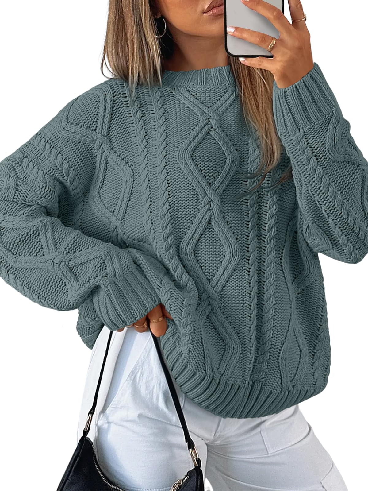 Trendy Queen Women's Oversized Cable Knit Sweaters 2026 Fall Outfits Jansha Store