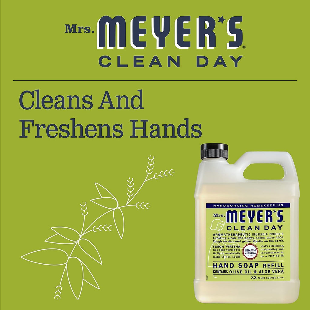 MRS. MEYER'S CLEAN DAY Hand Soap Refill, Lemon Verbena Scent, 33 Fl Oz Bottle Jansha Store