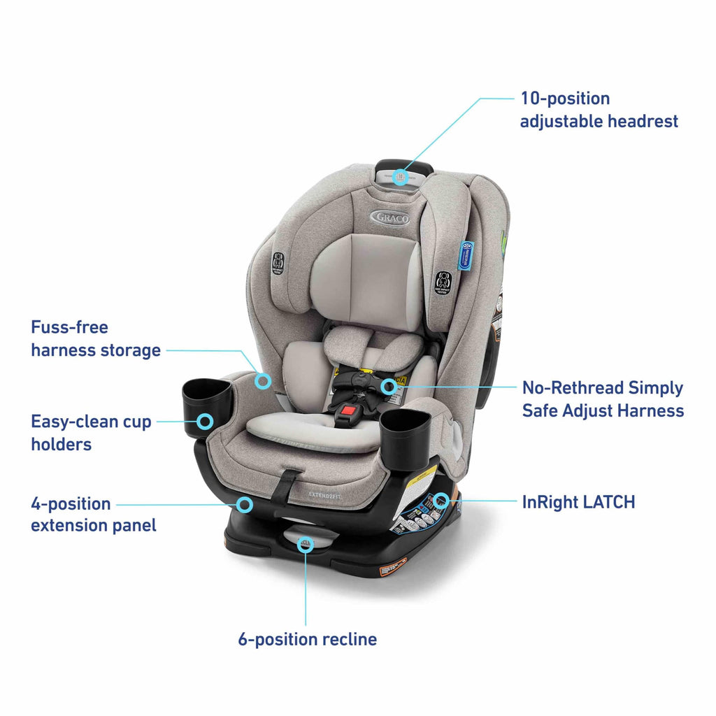 Graco Extend2Fit 2-in-1 Convertible Car Seat, Gotham Jansha Store