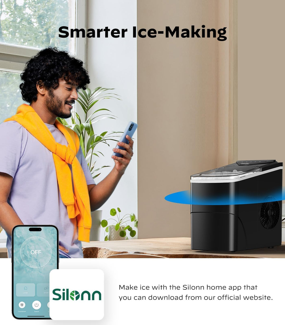 Silonn Ice Maker Countertop, 9 Cubes Ready in 6 Mins, 26lbs in 24Hrs, Self-Cleaning Ice Machine with Ice Scoop and Basket, 2 Sizes of Bullet Ice for Home Kitchen Office Bar Party Jansha Store