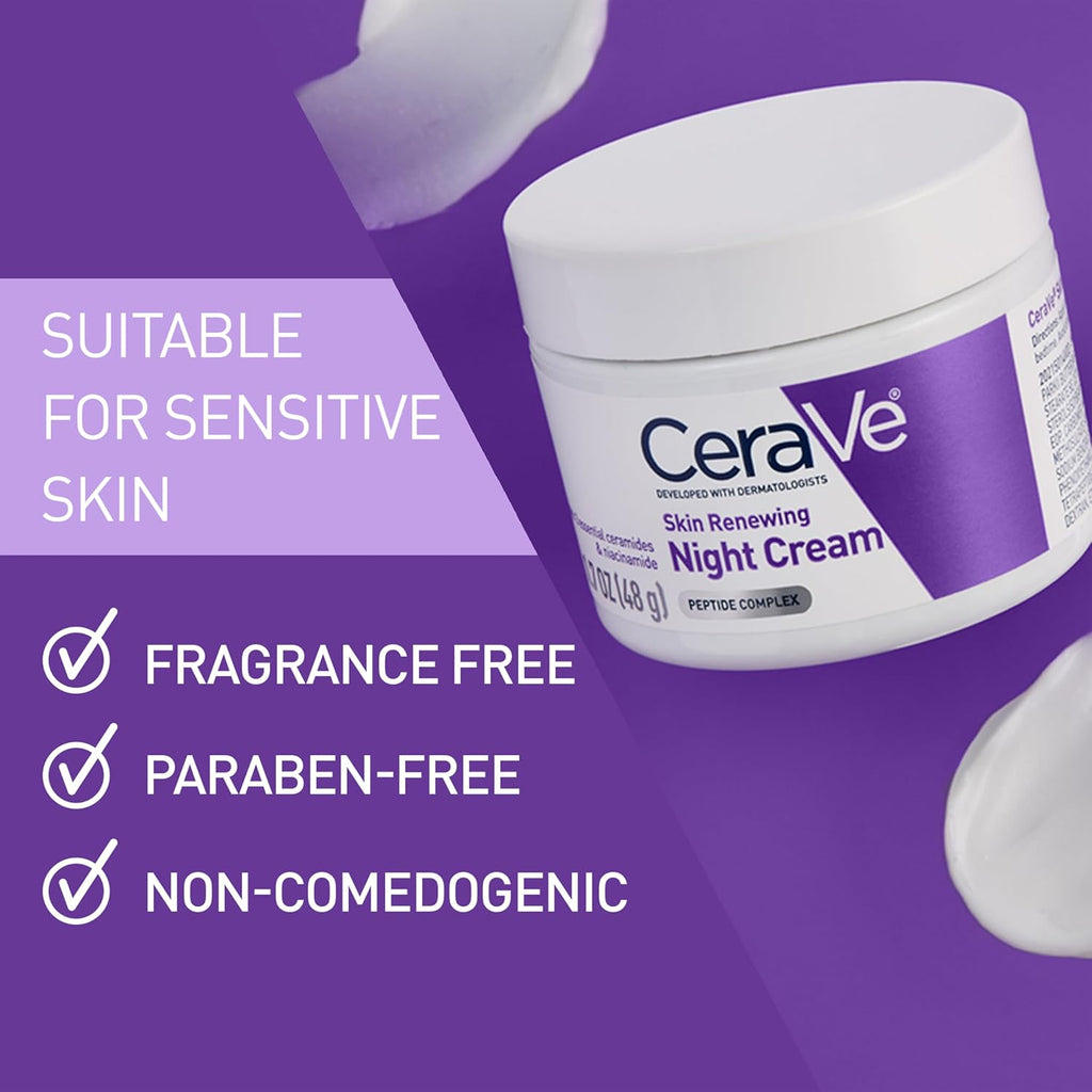 CeraVe Night Cream, Facial Moisturizer with Peptides & Niacinamide, 1.7oz Jansha Store
