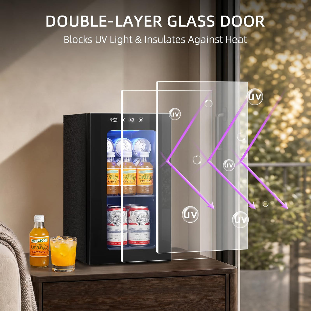 Antarctic Star Beverage Refrigerator Cooler 68 Can, Mini Fridge with Glass Door for Beer Drinks Wine,Freestanding Small Fridge with Electronic Temperature Control for Home and Bar,1.7 cu.ft Jansha Store