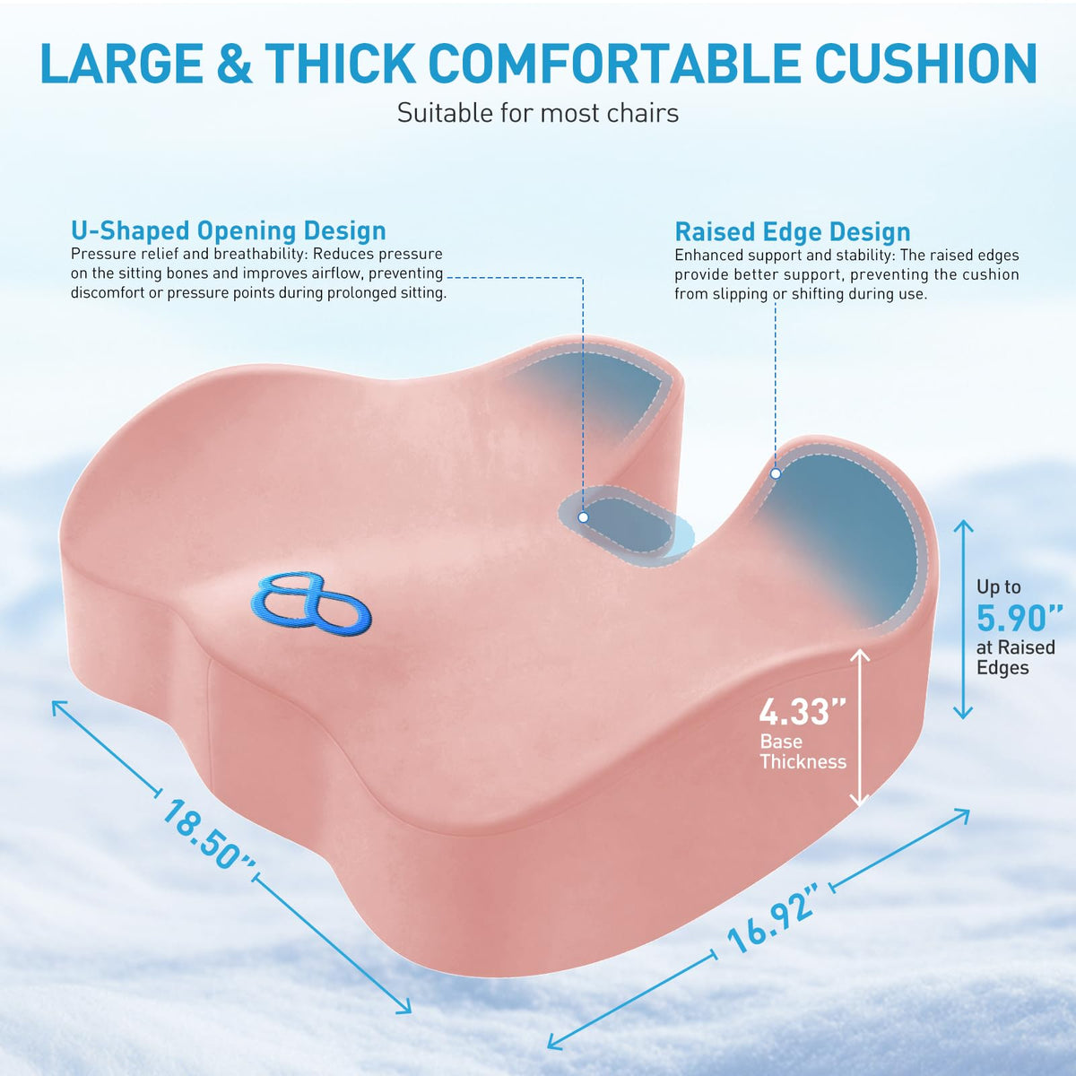 BlissTrends Memory Foam Seat Cushion for Office Chair & Car Seat, Black Jansha Store
