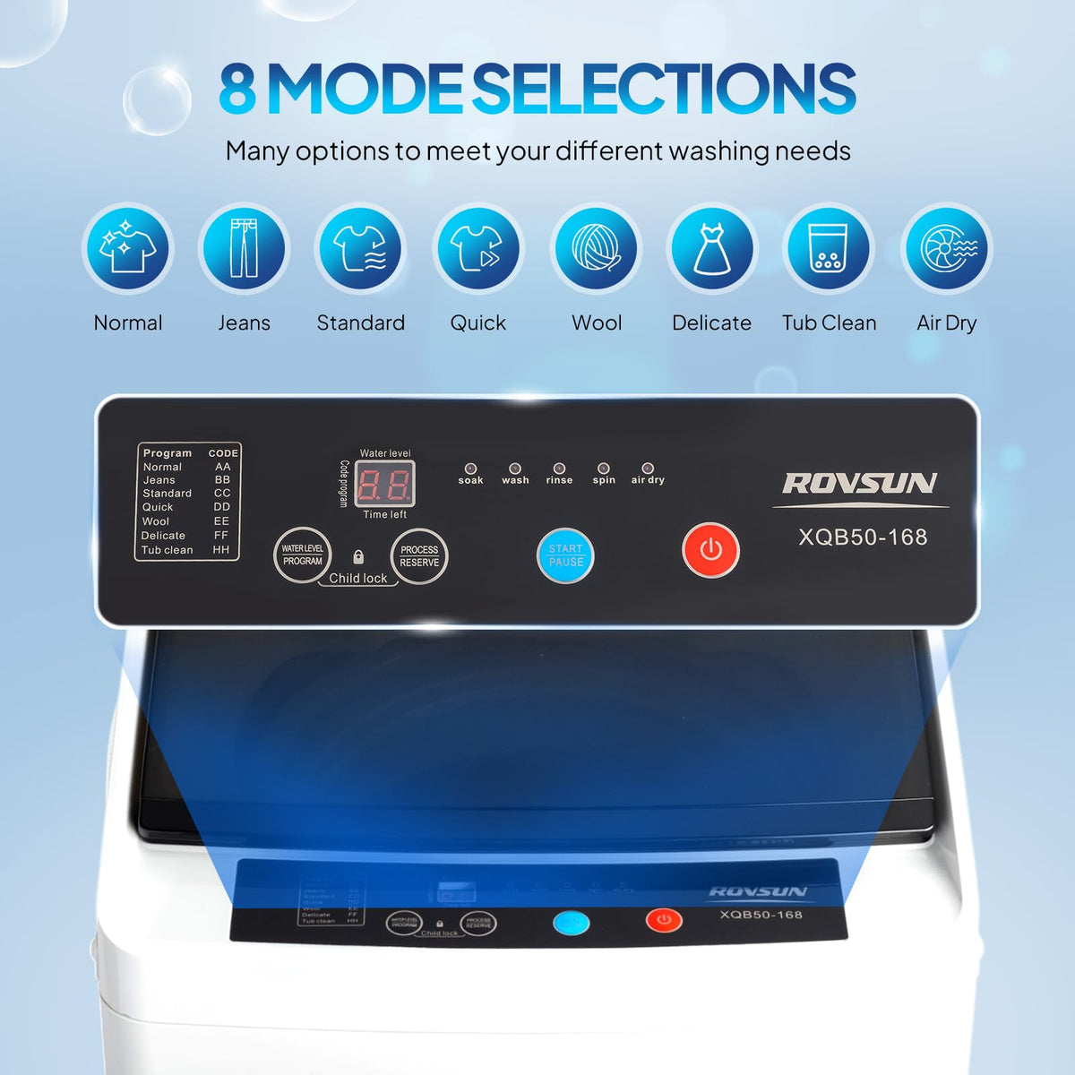 ROVSUN 25LBS Portable Washing Machine, Full-Automatic Electric Laundry Machine with Stainless Steel Drum, Compact Washer and Spin Dryer Combo with Drain Pump for Home, Apartment Jansha Store