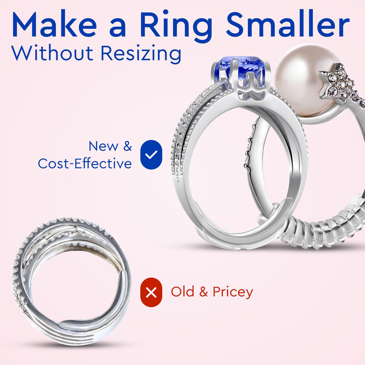 Ring Sizers for Loose Rings – Clip Ring Adjusters in 8 Sizes, Fits Flat Bands Up to 8 mm, Invisible Ring Guards for Women & Men Jansha Store