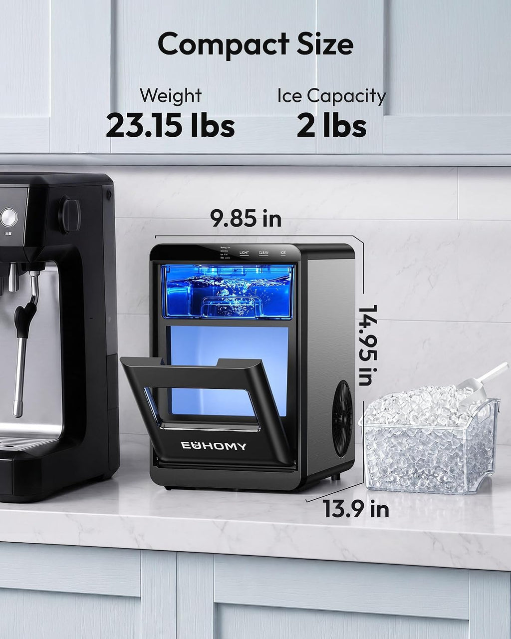 EUHOMY Nugget Ice Maker Countertop, 44lbs/24H, Ready in 7-10Mins, Black Jansha Store