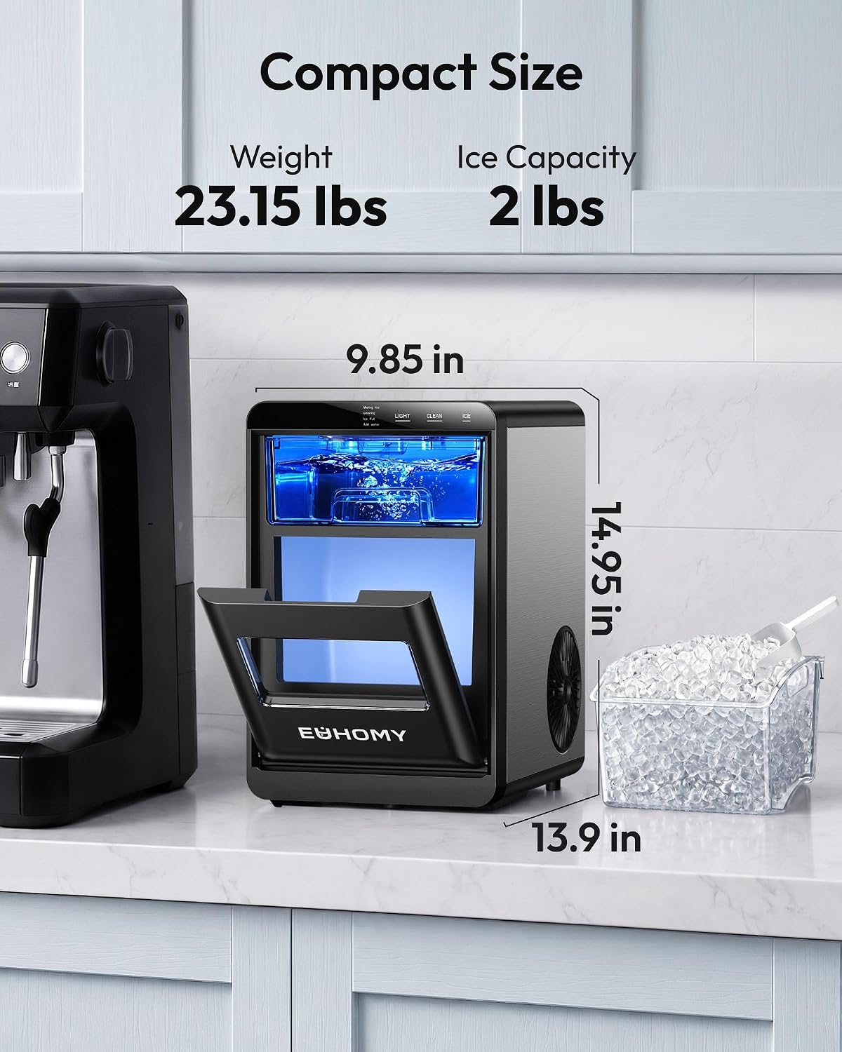 EUHOMY Nugget Ice Maker Countertop, 44lbs/24H, Ready in 7-10Mins, Black Jansha Store
