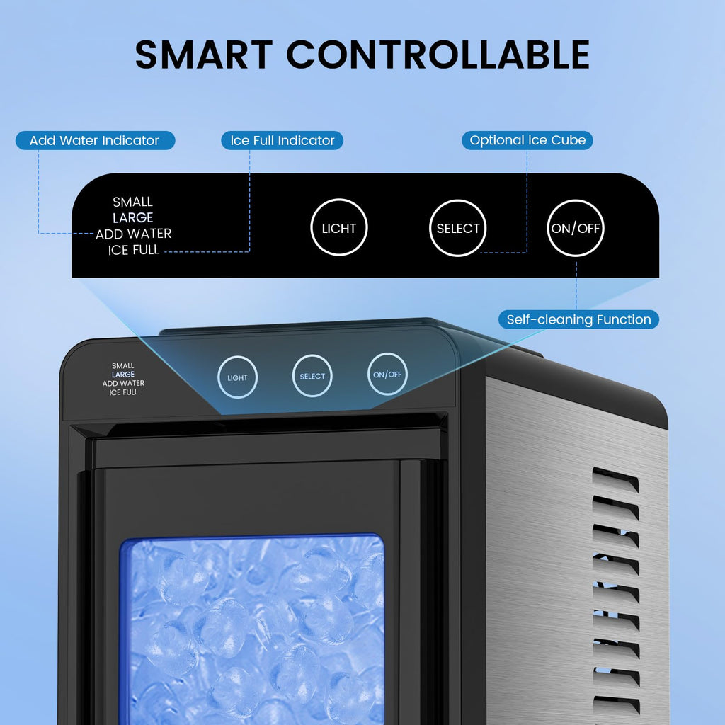 COWSAR Nugget Countertop Ice Maker, Automatic Ice Dispenser, 33 lbs/Day Chewable Pellet Ice Machine with Self-Cleaning & Measured Dispensing, Portable Ice Maker for Home, Kitchen, Office Jansha Store