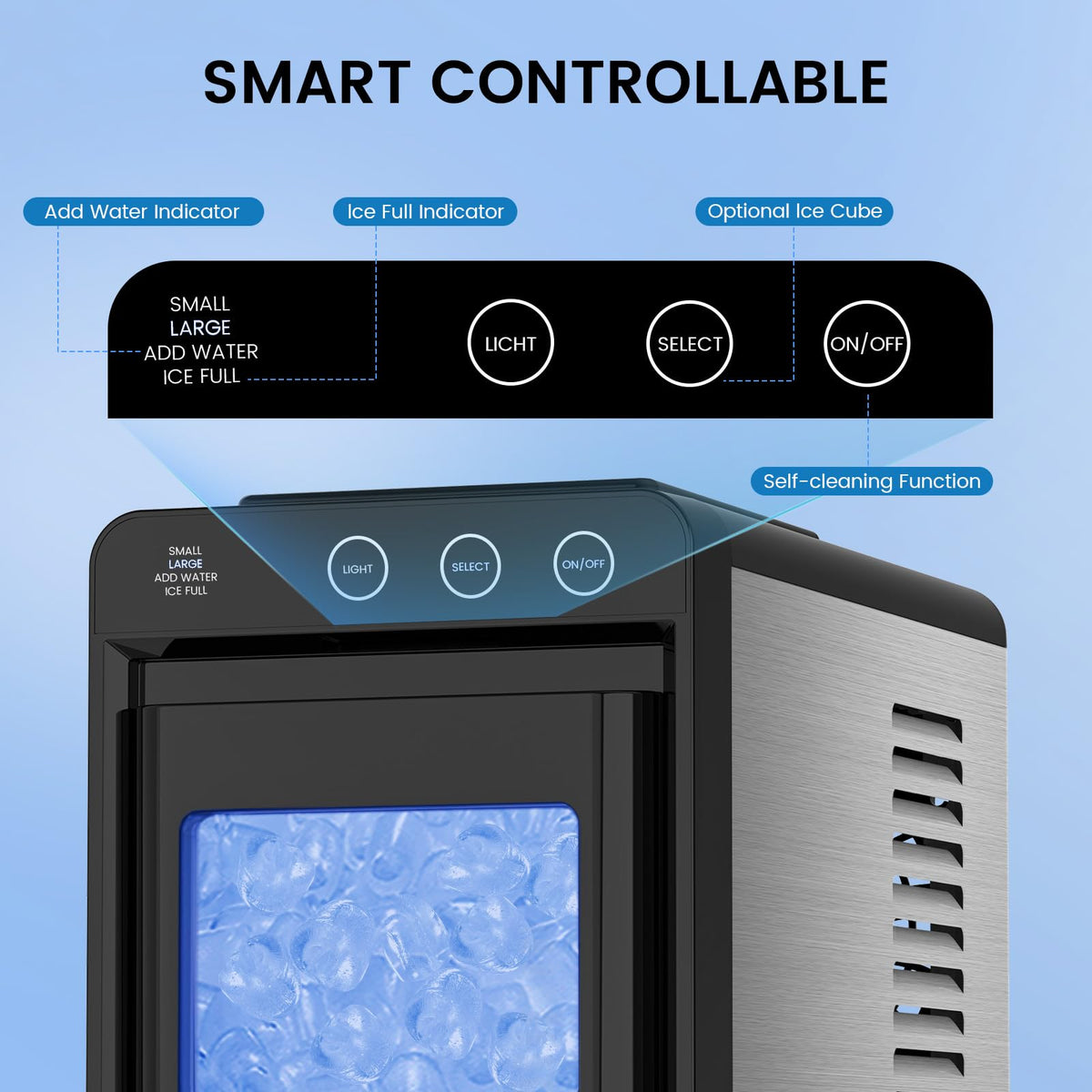 COWSAR Nugget Countertop Ice Maker, Automatic Ice Dispenser, 33 lbs/Day Chewable Pellet Ice Machine with Self-Cleaning & Measured Dispensing, Portable Ice Maker for Home, Kitchen, Office Jansha Store