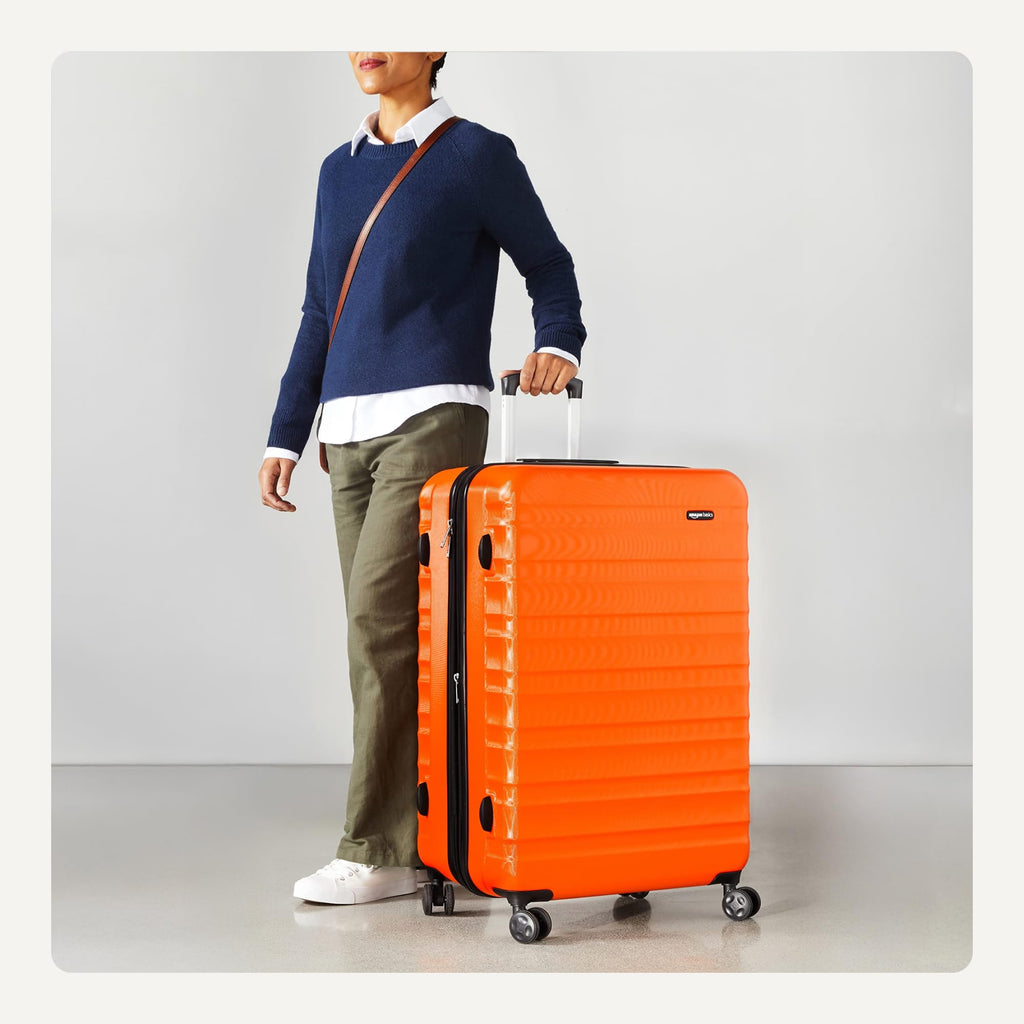 Amazon Basics 3-Piece Hardshell Suitcases Set (21", 26", 30"), Expandable For Up to 25% More Space, With Scratch-Resistant Finish, Four Multi-Directional Wheels, Rose Gold Jansha Store