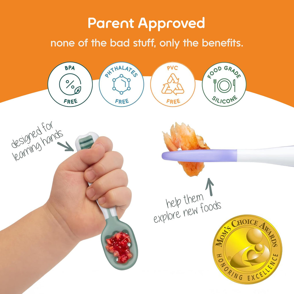 NumNum Baby Spoons Self Feeding 6 Months, 2-Pack Gray/Green Jansha Store