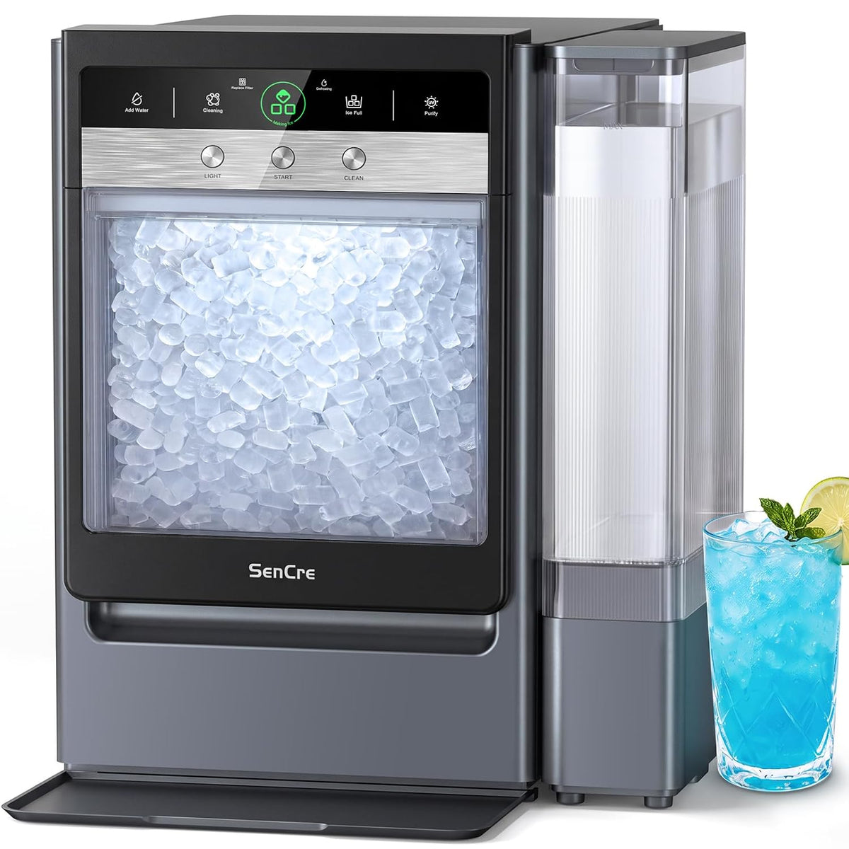 Nugget Ice Maker Countertop 60lbs/24H, 5-Min Ice Output, UV-C Purify Jansha Store