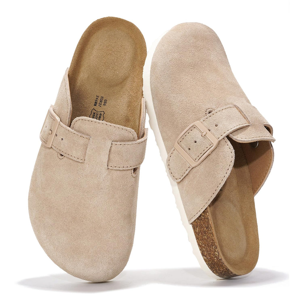 Project Cloud 100% Genuine Leather Womens Cork Footbed Clogs for Women Jansha Store