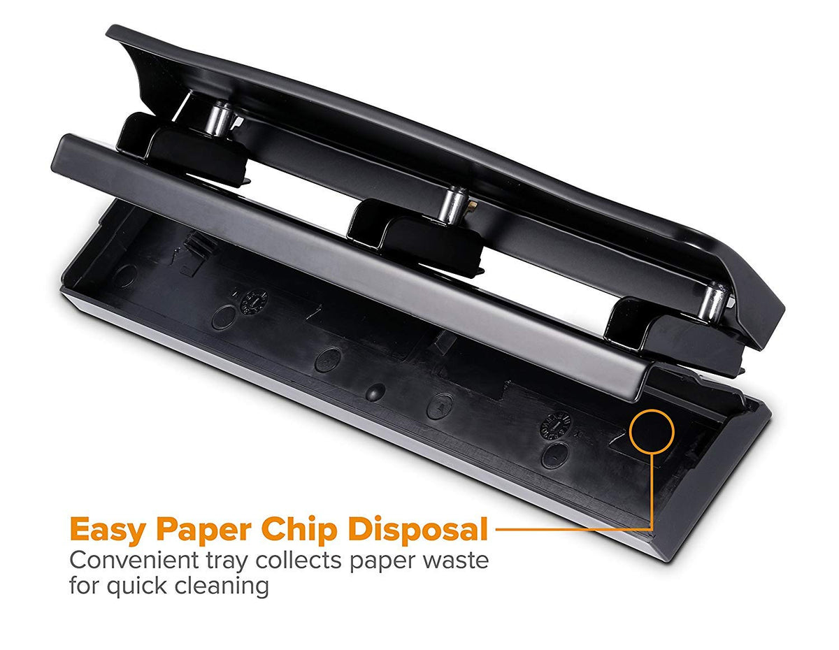 Bostitch Office 3 Hole Punch, Metal, 12 Sheet Capacity, Rubber Base, Silver Jansha Store