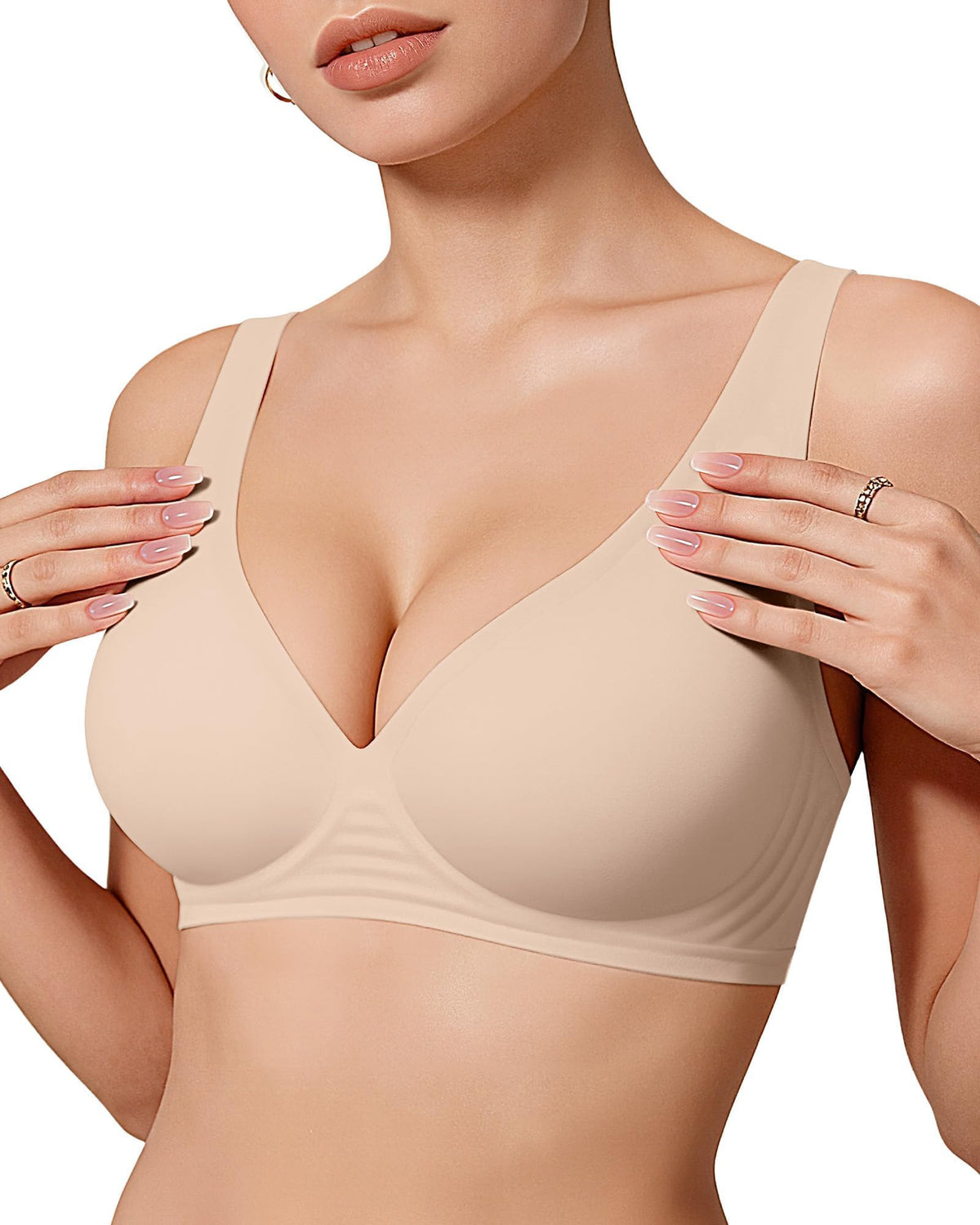 OEAK Womens Jelly Bras Wireless Deep V Bralette Comfy Push Up Tshirt Bras Jansha Store