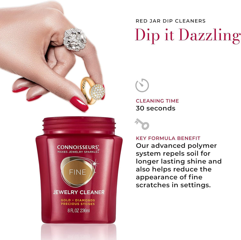CONNOISSEURS Premium Edition Jewelry Cleaner, Value Size 9.6oz - Pick from Fine, Silver or Delicate Jewelry Cleaner Jansha Store
