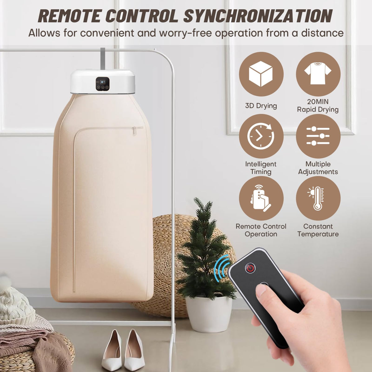 Portable Clothes Dryer - Mini Laundry Dryers with Remote Control - Small Compact Foldable Electric Drying Machine with Dry Bag for Travel RV Home & Apartment Jansha Store