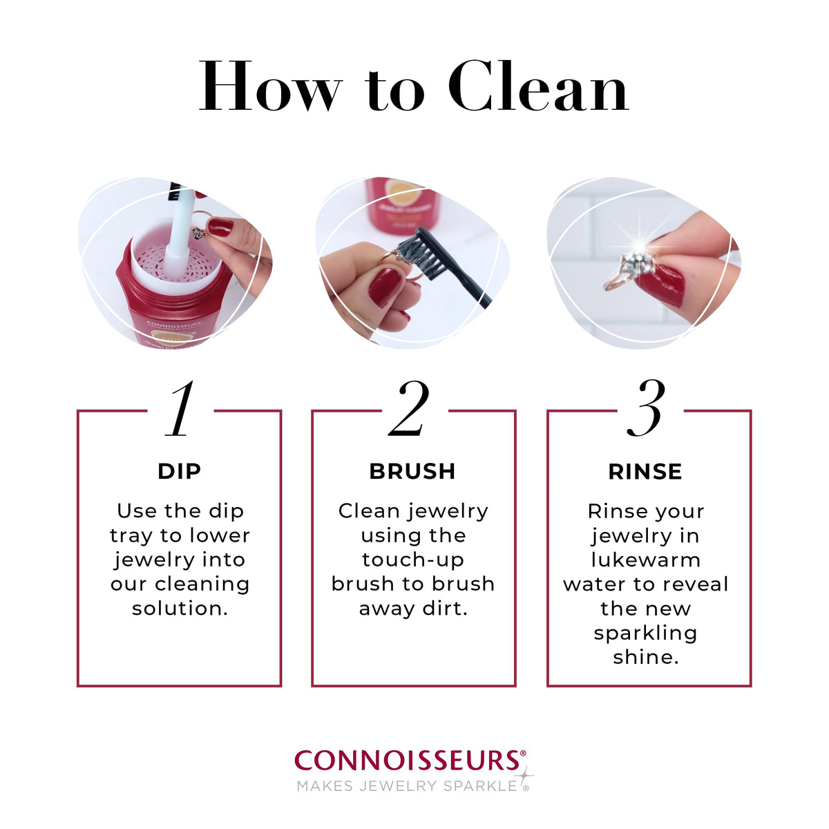 CONNOISSEURS Premium Edition Jewelry Cleaner, Value Size 9.6oz - Pick from Fine, Silver or Delicate Jewelry Cleaner Jansha Store