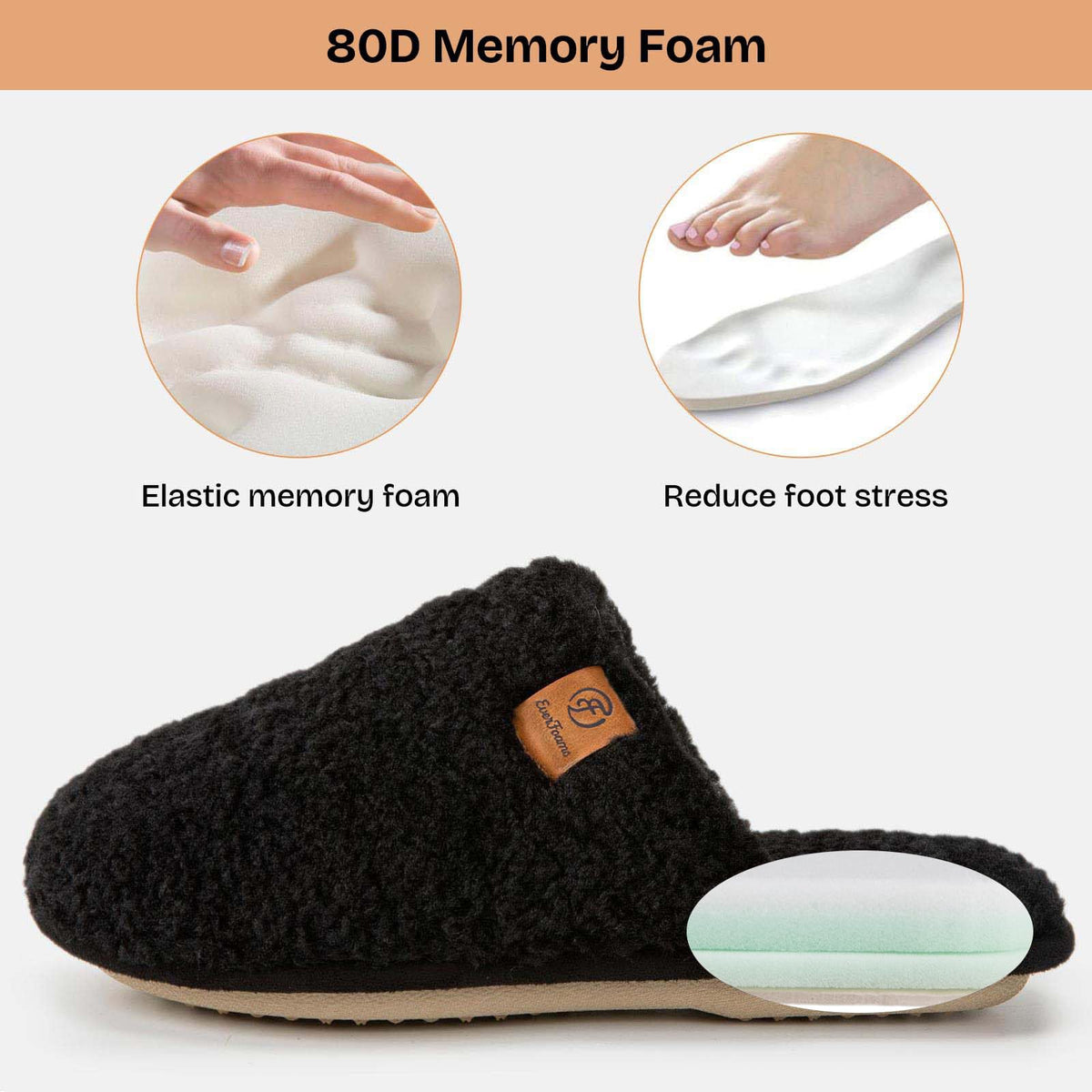EverFoams Women's Fuzzy Slippers Warm Cozy Memory Foam Indoor House Shoes Jansha Store