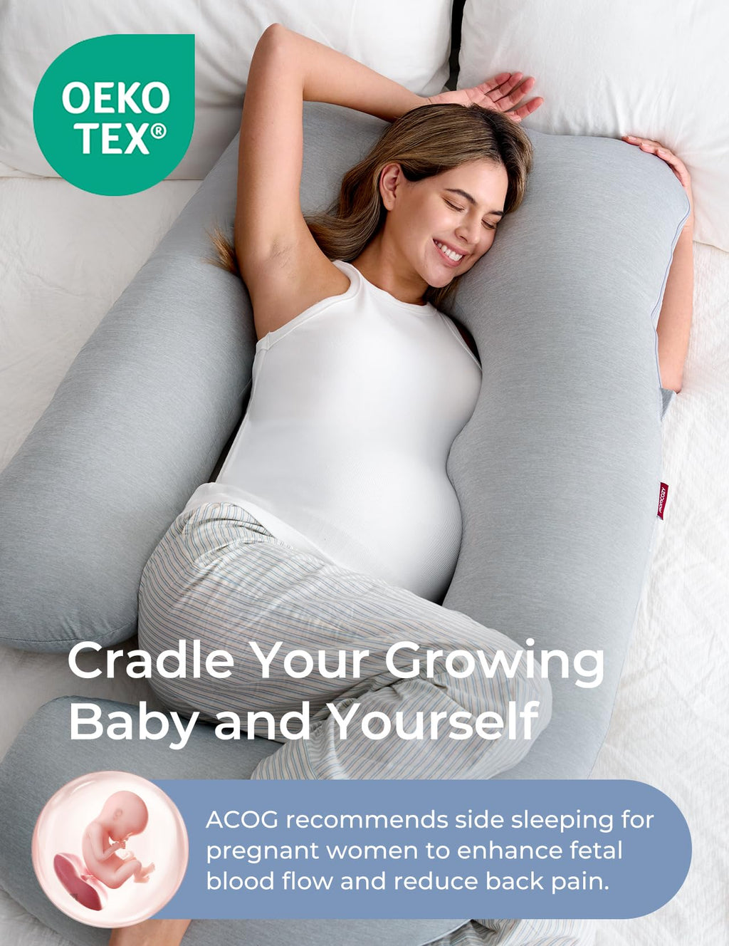 Momcozy Pregnancy Pillow for Sleeping - U Shaped Full Body Maternity Pillow Jansha Store