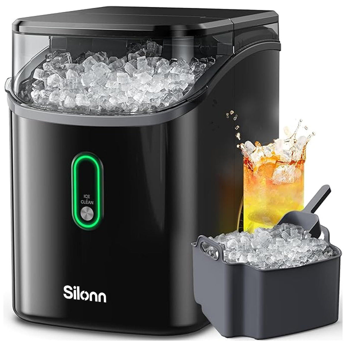 Silonn Ice Maker Countertop, 8 Bullet Ice Cubes in 6 Mins, 26.5 Lbs per Day, 2 Size Options, Self-Cleaning & Portable for Kitchen, Office, Party, RV Camping Jansha Store