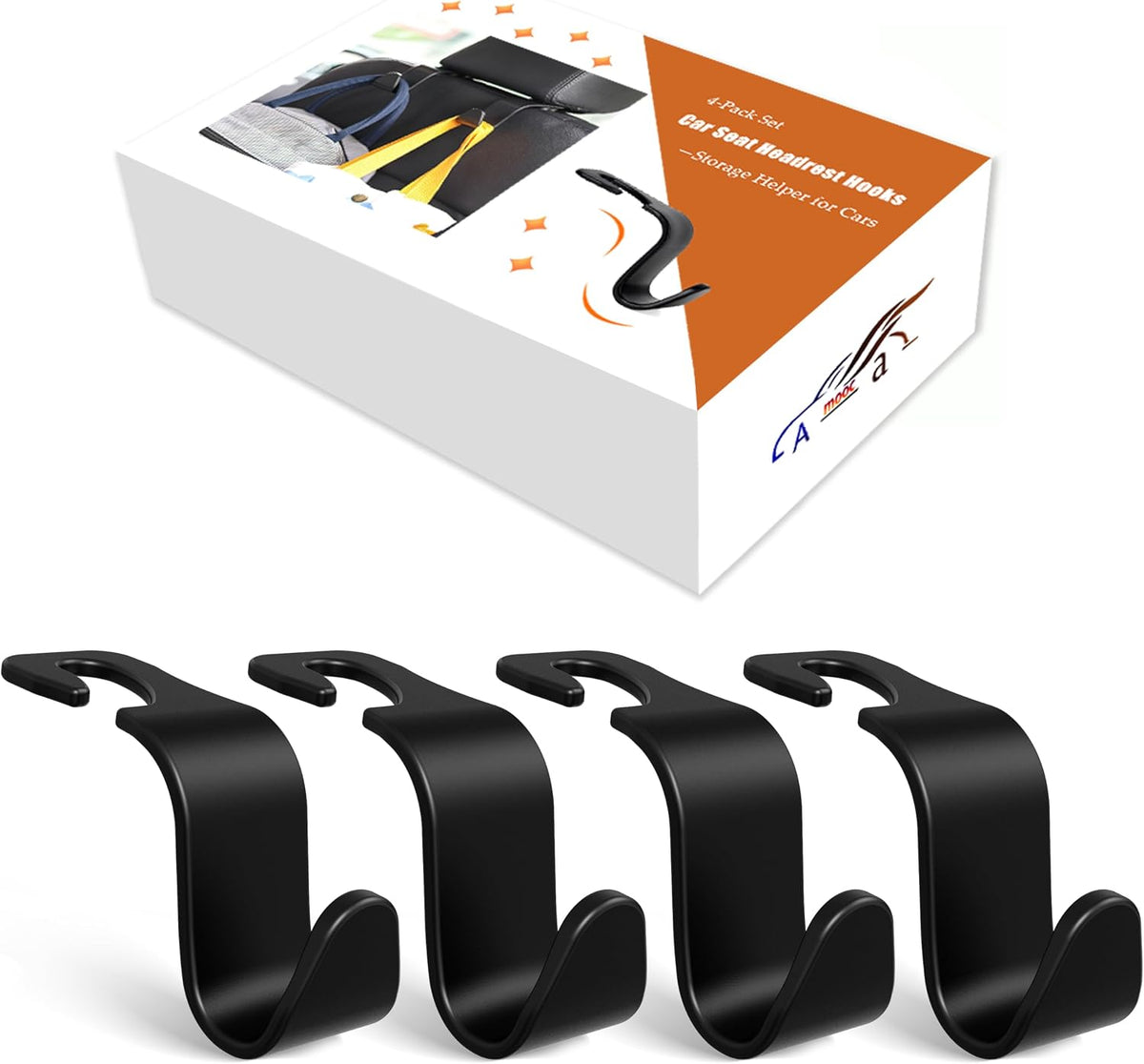 4-Pack Car Headrest Hooks Holds 55lbs Seat Storage Organizer for Bags Jansha Store