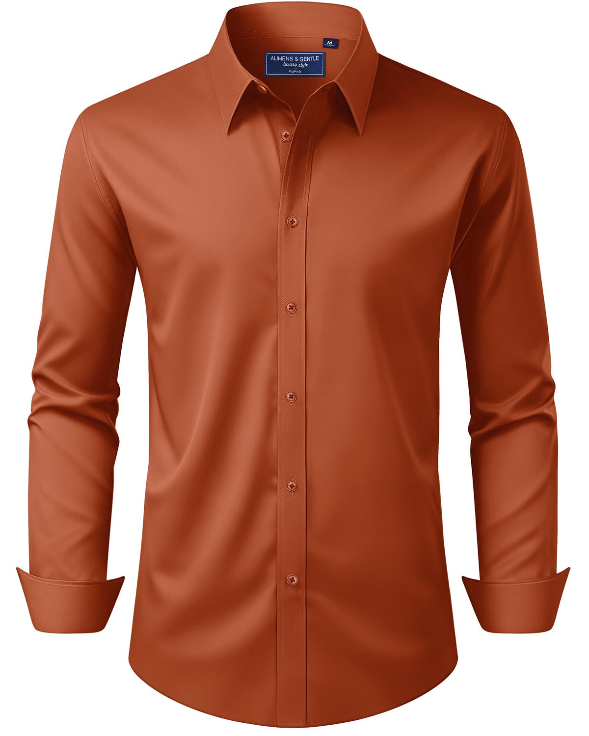 Alimens & Gentle Men's Dress Shirt Regular Fit Stretch Stain Shield Long Sleeve Solid Business Wedding Button Down Shirts Jansha Store